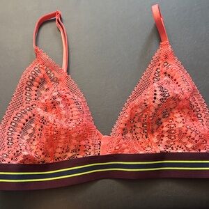 Victoria's Secret Coral Lace Bralette with Black Band